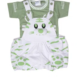 THE LITTLE BOY Unisex Kids Green Dungrees-image-71