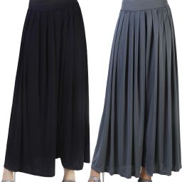 Pack of 2 Women Flared Black, Grey Lycra Blend Trousers-image-103