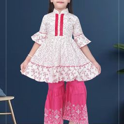 NEW GEN Girls Printed Top with Palazzos Clothing Set-image-93