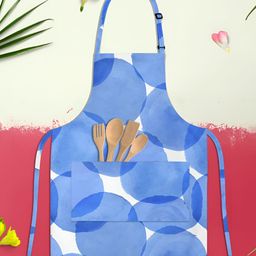 ArtzFolio Blue & White Printed Pure Cotton Apron-image-89