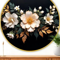 Myntra Elegant Homes Black & White Wood Floral and Botanical Wall Paintings-image-42