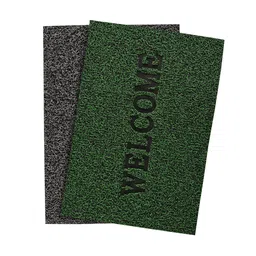Kuber Industries Grey & Green 2 Pieces Anti-Slip Grass Doormats-54