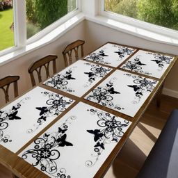 Aura 6Pcs White & Black Printed Table Placemats-image-40
