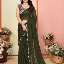 ROOP SUNDARI SAREES Women's Woven Design Pom Pom Satin Silk Saree-picture-14