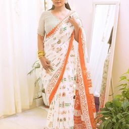 JAINICA Floral Pure Cotton Saree-image-26