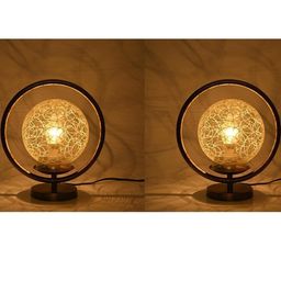 SOMIL Yellow 2 Piece Printed Glass Spherical Table Lamp-image-6