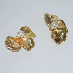 KRENOZ Gold-Plated Pearls Beaded Floral Studs-image-52