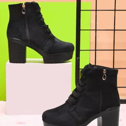 Try Me Women Block Heels Mid-Top Casual Chunky Boots-8