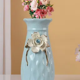 TAYHAABlue & Pink Textured Flower Design Vases-picture-3