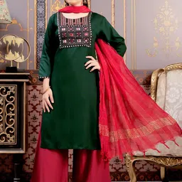 Sangria Girls Floral Printed Straight Kurta-30