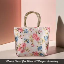 Kuber Industries Floral Printed Structured Shoulder Bag with Cut Work image 2