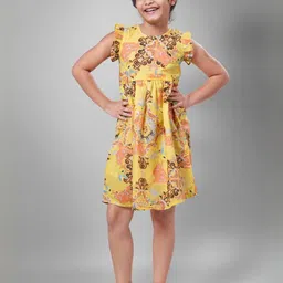 Tura Turi Girl Ethnic Motifs Print Flutter Sleeves Fit & Flare Dress-picture-32