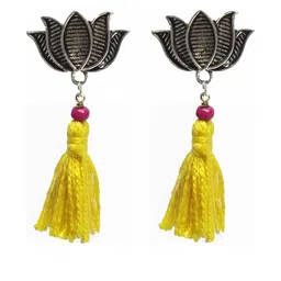 Gurjari Jewellers lotus tops + Yellow Taseel Earring-image-80