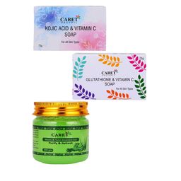 CARET ORGANIC Set Of 3 Kojic Acid Soap With Aloevera Gel & Glutathione Soap Combo-30