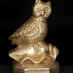 Exotic India Table Decor Decorative Brass Statue Owl on Conch-image-37