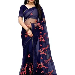 PATLANI STYLE Floral Embroidered Net Saree-picture-42