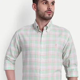 The Collared Tartan Checked Button-Down Collar Cotton Casual Shirt-image-70