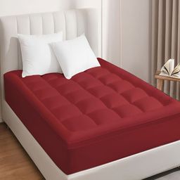 Cloth Fusion Maroon Microfibre 600 GSM Breathable King Mattress Protector-image-99