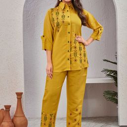 TWINS LADY Embroidered Shirt With Trousers Co-Ords-picture-34
