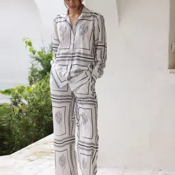 Tasya India Printed Long Sleeves Shirt & Trousers Co-Ords Set-image-14