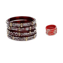 SOMIL Set of 8 Maroon Alloy Bangles-image-82