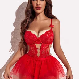 Krelin Women Self Design Net Baby Doll-picture-18