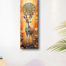 OLIVE TREE Orange & Yellow Printed Contemporary Wooden Rectangle Analogue Wall Clock-53