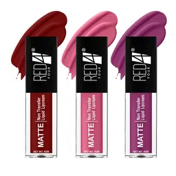 RED 4 Set Of 3 Miss Perfect Non Transfer Liquid Lip Cream Lipstick - 4 g Each-27