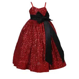 Pink Wings Girls Embellished Sequin Maxi Dress With Bow-image-32
