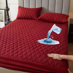 CRAZY WORLD Unisex Maroon Polycotton Water Resistant Mattress Protector-image-90