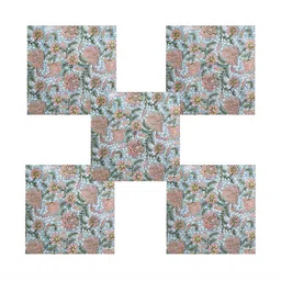 HANDICRAFT PALACE 6Pcs Grey & Pink Floral Block Printed Cotton Dinner Table Napkins-32