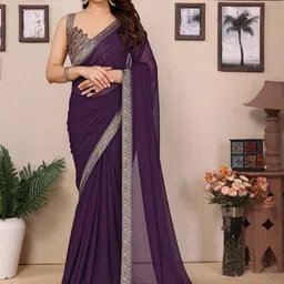 VS MALL Solid Poly Georgette Saree-picture-7
