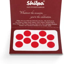 shilpa Vive Sticker Kumkum Bindi (2, Red) (Box Contains 15 Packs) Forehead Red Bindis image 3