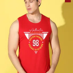 WOOSTRO Pack Of 2 Printed Combed Cotton Gym Vests VWS26(98 RED)(RUN MAROON)-picture-42