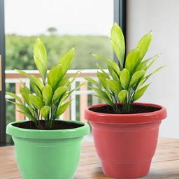 Kuber Industries Green & Red 6 Pieces Versatile Sturdy Flower Planters-31