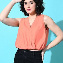 DressBerry Women V-Neck Sleeveless Wrap Crop Top-image-91