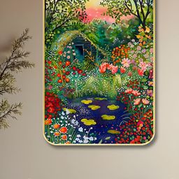 SAF Green & Pink Hut Printed Wooden Wall Painting-image-103