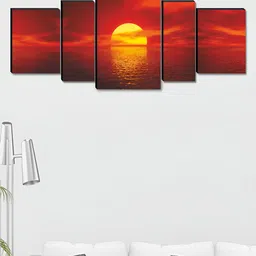 SAF Red & Yellow 5 Pieces Rising Sun Wooden Wall Arts-image-97