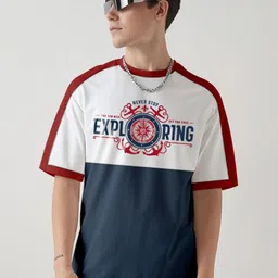 Crazymonk Typography Printed Drop-Shoulder Sleeves Oversized Cotton T-shirt-picture-28