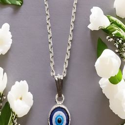 UNIVERSITY TRENDZ Men Silver-Plated Evil Eye Pendant With Chain-image-51