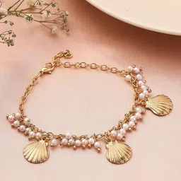 Priyaasi Women Pearls Gold-Plated Contemporary Link Bracelet-4