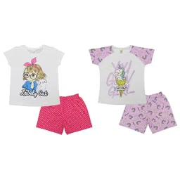 Clothe Funn Girls Printed T-shirt with Shorts-image-26