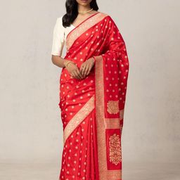 CANBIA Woven Design Zari Silk Blend Banarasi Saree-image-78