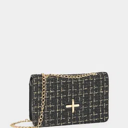 Styli Women Textured Tweed Shoulder Bag-18