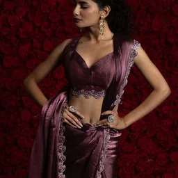 Anouk Embellished Beads and Stones Border Tissue Saree image 5