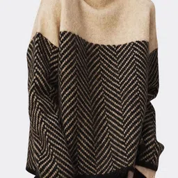 Mast & Harbour Women Turtle Neck Long Sleeves Regular Geometric Pullover Sweaters-picture-33