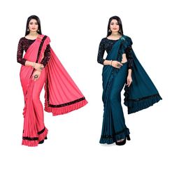 HARIOM FASHION Selection of 2 Ruffles Saree-image-20