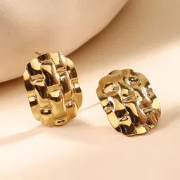 SOHI The Woven Gold-Plated Contemporary Studs Earrings-35