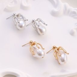 SOHI Set Of 2 Pearls Beaded Contemporary Bud Drop Earrings-36