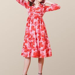 Chemistry Floral Print Puff Sleeve Georgette Empire Midi Dress image 2